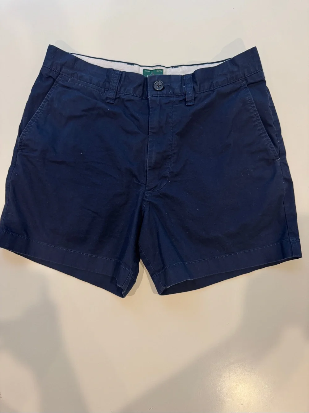 J. Crew Navy Flat-Front Chino Shorts